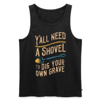 Y’all Need Shovel Vintage Grunge Shovel Morbid - Débardeur bio Premium Homme - noir - Devant - AI Model Male 178 light (178cm)