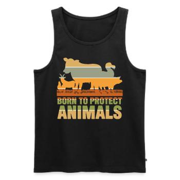 Animal Rights Vegan Retro Save Animals - Men's Premium Organic Tank Top - black - Front - Michal (187cm)