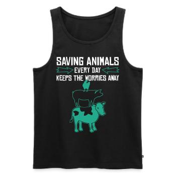Animal Rights Vegan Retro Rescue animals - Men's Premium Organic Tank Top - black - Front - Michal (187cm)