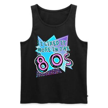 Retro 1980's 80s Vintage - Men's Premium Organic Tank Top - black - Front - Michal (187cm)