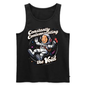 Astronaut Contemplating Void Cartoon Space Humor - Men's Premium Organic Tank Top - black - Front - Michal (187cm)