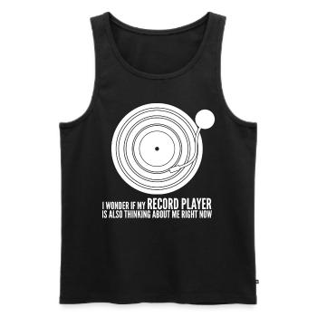 Tourne-disque vinyle - Débardeur bio Premium Homme - noir - Devant - Michal (187cm)