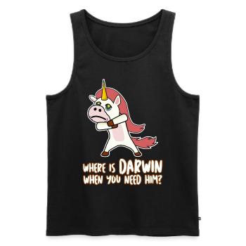 Darwinism Misanthrope Darwin Award - Men's Premium Organic Tank Top - black - Front - AI Model Male 178 light (178cm)