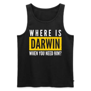 Misanthrope Darwin Award Darwinism - Men's Premium Organic Tank Top - black - Front - AI Model Male 178 light (178cm)