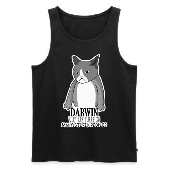 Darwinism Darwin Award Misanthrope Joke - Men's Premium Organic Tank Top - black - Front - AI Model Male 178 light (178cm)