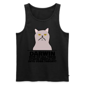 Darwin Award Misanthrope Joke Darwinism - Men's Premium Organic Tank Top - black - Front - AI Model Male 178 light (178cm)
