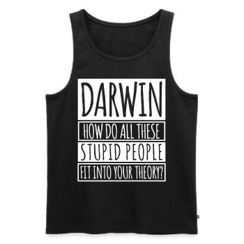 Misanthrope Darwin Award Joke Darwinism - Men's Premium Organic Tank Top - black - Front - AI Model Male 178 light (178cm)