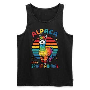 Alpaga animal, arc-en-ciel, alpaga, Art, Fun - Débardeur bio Premium Homme - noir - Devant - Michal (187cm)