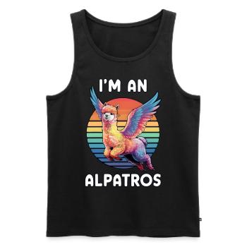 I'm an Alpatros, Funny Winged Alpaca, Colorful - Men's Premium Organic Tank Top - black - Front - Michal (187cm)