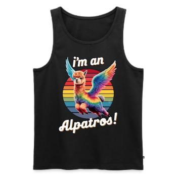 I'm an Alpatros, Winged Funny Alpaca, Colorful - Men's Premium Organic Tank Top - black - Front - Michal (187cm)