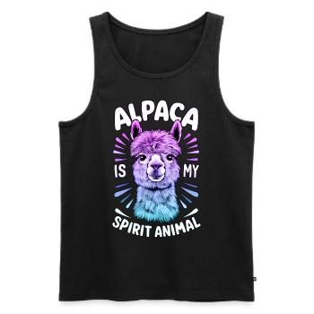 Alpaga animal, Alpaga arc-en-ciel Art, Fun - Débardeur bio Premium Homme - noir - Devant - Michal (187cm)