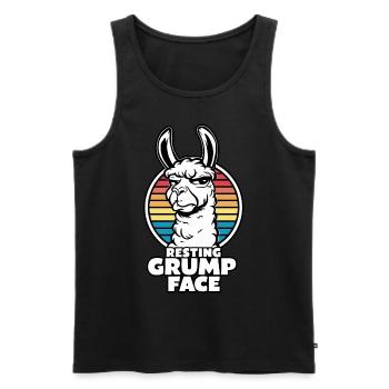 Resting Grump Face Llama Funny Retro Rainbow - Men's Premium Organic Tank Top - black - Front - AI Model Male 178 light (178cm)