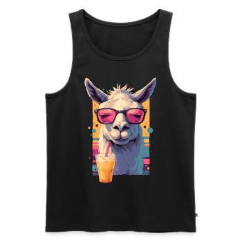 Cool Llama Resting Grump Face Funny Retro Design - Men's Premium Organic Tank Top - black - Front - AI Model Male 178 light (178cm)
