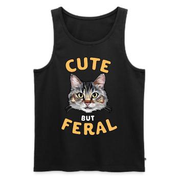 Niedliche, aber wilde Katze Lustiges Tierdesign - Männer Premium Bio Tank Top - Schwarz - Vorne - AI Model Male 178 light (178cm)
