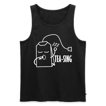 Singing Tea Bag Tea Cup Tea Mug Teapot - Men's Premium Organic Tank Top - black - Front - AI Model Male 178 light (178cm)