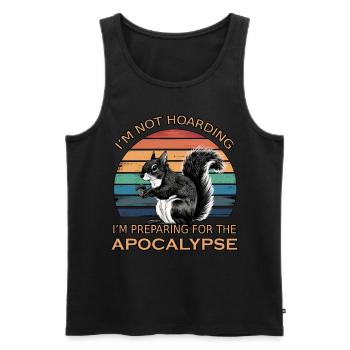Funny Squirrel Quote Humor Hoarding Prepper - Men's Premium Organic Tank Top - black - Front - AI Model Male 178 light (178cm)