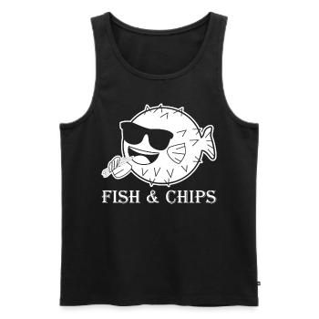 Puffer Fish and Chips with French Fries - Männer Premium Bio Tank Top - Schwarz - Vorne - AI Model Male 178 light (178cm)