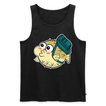 Puffer Fish with Backpack - Männer Premium Bio Tank Top - Schwarz - Vorne - AI Model Male 178 light (178cm)