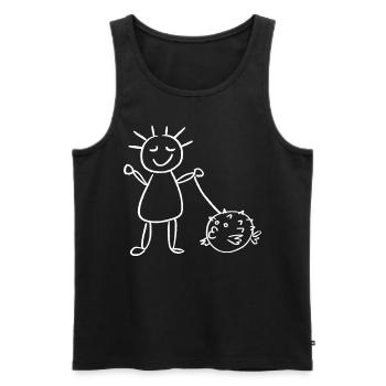 Poisson-globe et fille au poisson-globe - Débardeur bio Premium Homme - noir - Devant - AI Model Male 178 light (178cm)