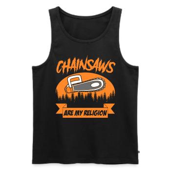 Chainsaw Fire Wood Chain Saw Chainsaws - Men's Premium Organic Tank Top - black - Front - Michal (187cm)