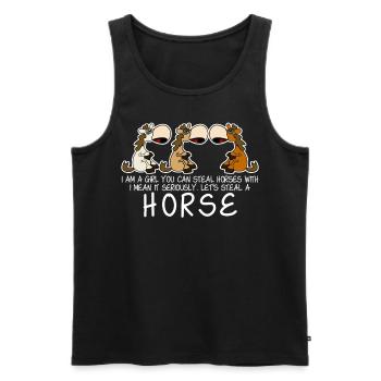Horse Steal Riding Haflinger Horses - Men's Premium Organic Tank Top - black - Front - AI Model Male 178 light (178cm)