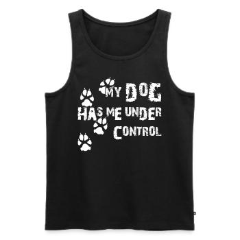Chien Joke Berger Blanc Chiens Teckel - Débardeur bio Premium Homme - noir - Devant - AI Model Male 178 light (178cm)