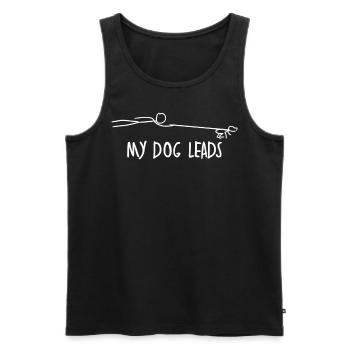 Promenade de chien Chiens teckel - Débardeur bio Premium Homme - noir - Devant - AI Model Male 178 light (178cm)