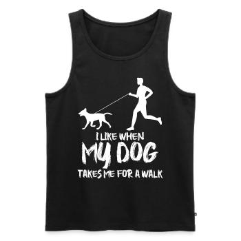 Chiens Teckel Promenade de chien - Débardeur bio Premium Homme - noir - Devant - AI Model Male 178 light (178cm)