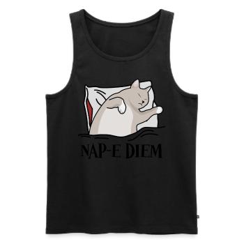 Tired Sleeping Cat Bed Nap Sleep - Männer Premium Bio Tank Top - Schwarz - Vorne - Michal (187cm)