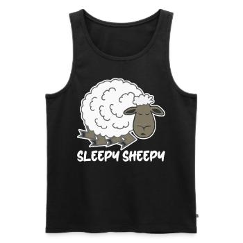 Dormir Mouton Fatigué Sieste Sommeil - Débardeur bio Premium Homme - noir - Devant - AI Model Male 178 light (178cm)