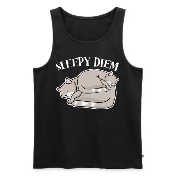 Cats Tired Sleeping Cat Nap Sleep - Men's Premium Organic Tank Top - black - Front - AI Model Male 178 light (178cm)