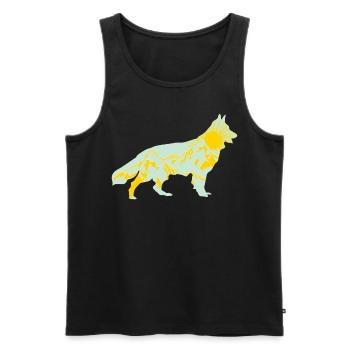 White Shepherd Dog Mountains Outdoor - Men's Premium Organic Tank Top - black - Front - AI Model Male 178 light (178cm)