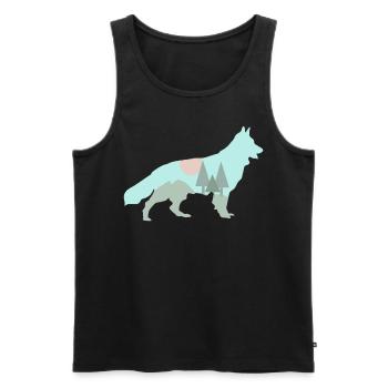 White Shepherd Dog Forest Outdoor - Men's Premium Organic Tank Top - black - Front - AI Model Male 178 light (178cm)