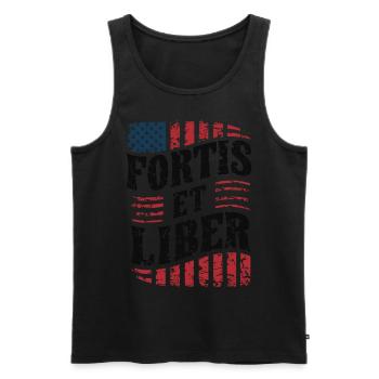 Amerikanische Flagge Fortis et Liber Patriotische Freiheit - Männer Premium Bio Tank Top - Schwarz - Vorne - Michal (187cm)