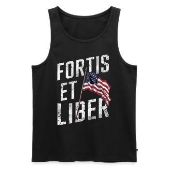 Amerikanische Flagge Fortis et Liber Patriotische Freiheit - Männer Premium Bio Tank Top - Schwarz - Vorne - Michal (187cm)