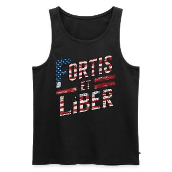 Amerikanische Flagge Fortis et Liber Patriotische Phrase - Männer Premium Bio Tank Top - Schwarz - Vorne - Michal (187cm)