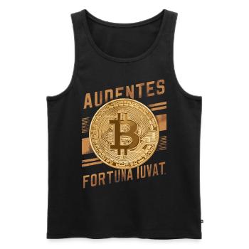 Bitcoin Audentes Fortuna Iuvat Crypto Digital - Männer Premium Bio Tank Top - Schwarz - Vorne - Michal (187cm)