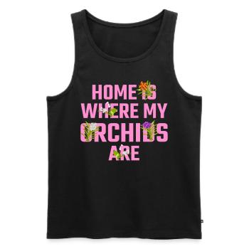 Fleurs Orchidée Orchidées Phalaenopsis - Débardeur bio Premium Homme - noir - Devant - AI Model Male 178 light (178cm)
