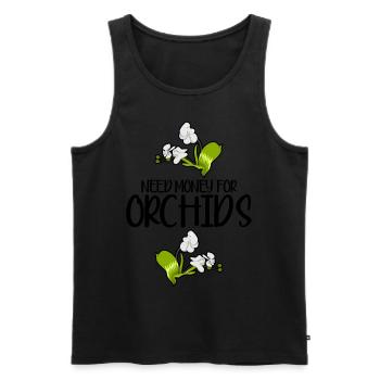 Fleurs d’orchidées Phalaenopsis Orchidées - Débardeur bio Premium Homme - noir - Devant - AI Model Male 178 light (178cm)