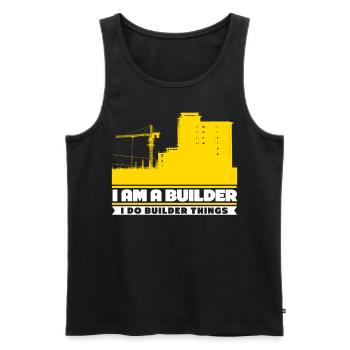 Chantier de construction - Débardeur bio Premium Homme - noir - Devant - AI Model Male 178 light (178cm)