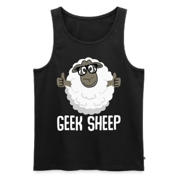 Sheep Geek Shepherd - Men's Premium Organic Tank Top - black - Front - AI Model Male 178 light (178cm)