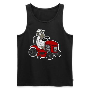 Sheep Lawn Mower Shepherd - Men's Premium Organic Tank Top - black - Front - AI Model Male 178 light (178cm)