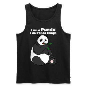 Giant Panda with Bamboo Panda Bear - Männer Premium Bio Tank Top - Schwarz - Vorne - AI Model Male 178 light (178cm)