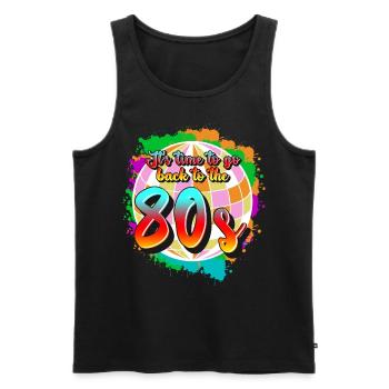 Retro 1980 80s Disco - Men's Premium Organic Tank Top - black - Front - Michal (187cm)