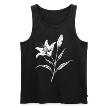 Lily Flower Botanical Line Art Vintage Floral - Men's Premium Organic Tank Top - black - Front - AI Model Male 178 light (178cm)
