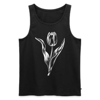 Tulip Flower Botanical Vintage Art Floral Nature - Men's Premium Organic Tank Top - black - Front - AI Model Male 178 light (178cm)
