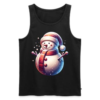bonhomme de neige chute de neige Noël - Débardeur bio Premium Homme - noir - Devant - AI Model Male 178 light (178cm)