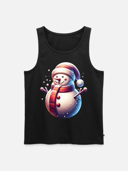 Snowman Snowfall Christmas - Men's Premium Organic Tank Top - black