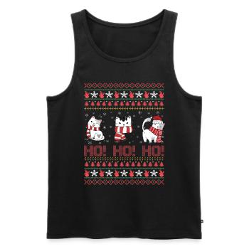 Drôle Ho Ho Ho Cat Noël laid - Débardeur bio Premium Homme - noir - Devant - Michal (187cm)