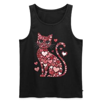 Romantische Katze Herzen und Blumen Valentinstag Katze - Männer Premium Bio Tank Top - Schwarz - Vorne - AI Model Male 178 light (178cm)